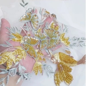 Embroidered 3D butterflies appliqué, 36 x 30 cm - Img 3