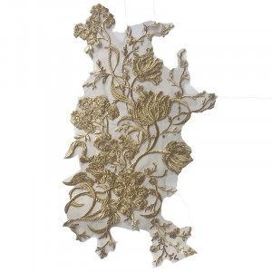 Embroidered appliqué with sequins, Beige, 54 x 32 cm - Img 2
