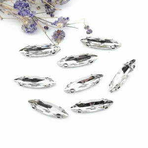 Glass Sewing Crystals, 15mm, Silver Base, (10 pieces/set)