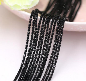 Lant decorativ cu strasuri, Negru, 3mm