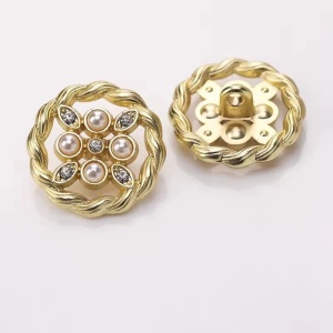 Metal Buttons with Pearls, 23mm (5 pieces/set) - Img 2