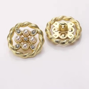 Nasturi Metalici cu Perle, 23mm (5 bucati/set) - Img 2