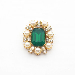 Opaque Crystal and Pearl Pendant, 23x27 MM - Img 3