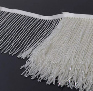White Beads Fringes, 20 cm - Img 1