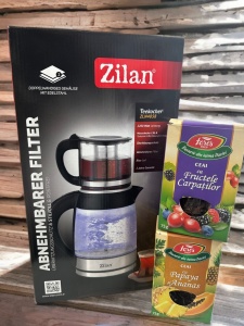 Ceainic electric zilan + ceai fares fructele carpatilor + ceai fares papaya si ananas CADOU