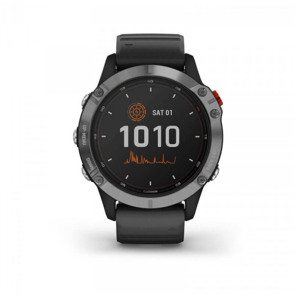 Ceas Garmin Fenix 6 Solar Silver, black band