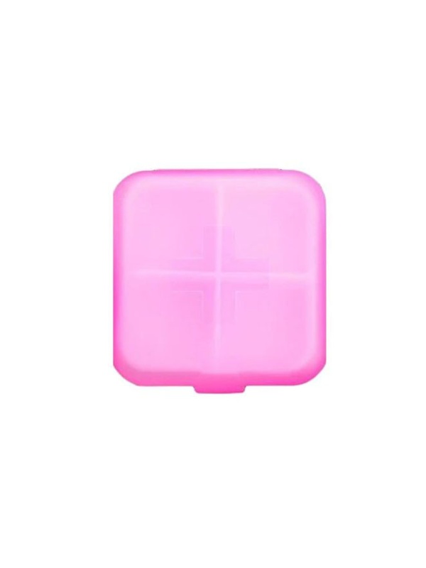 Cutie pentru medicamente cu tavita detasabila, 4 compartimente, 58x61mm, Roz