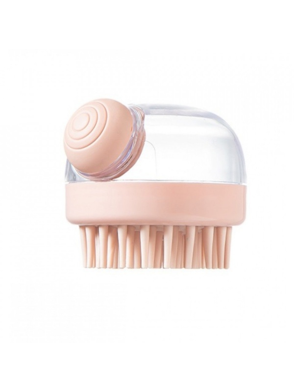 Dispozitiv masaj pentru scalp cu dispenser pentru ulei si masca pentru par de culoare roz