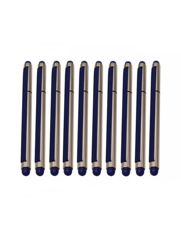 Set 10 buc, Stylus 2 in 1 cu Pix cu capac si elastic, Albastru