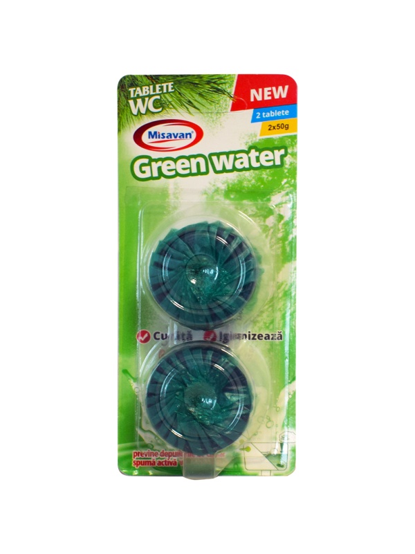 Set 2 bucati, Tablete pentru bazin Wc, Misavan Green Water 2x50g