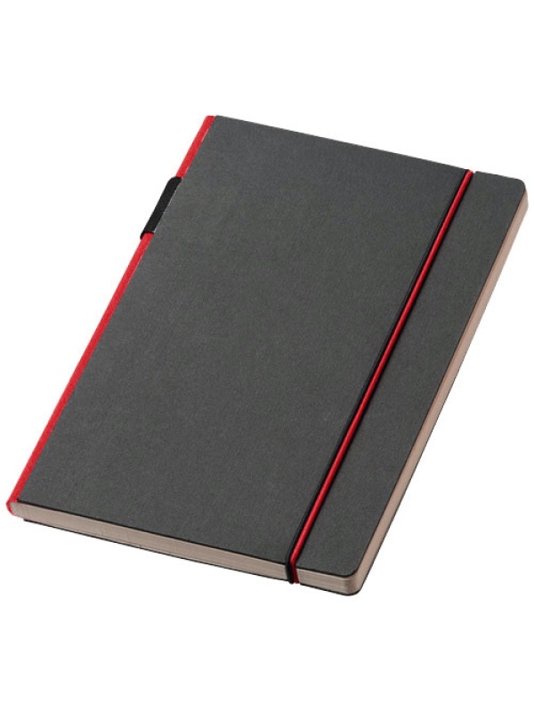 Agenda A5 JournalBooks, inchidere cu elastic, suport pix, 80 file, dictando, Rosu