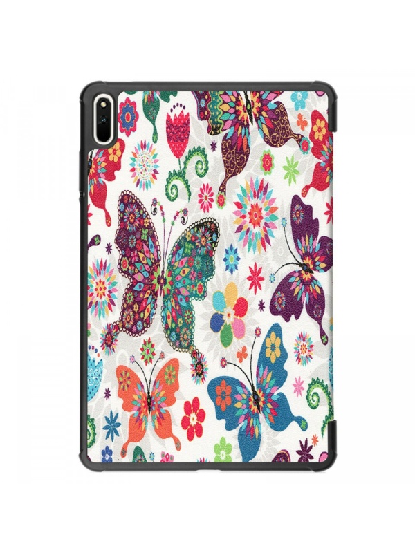 Husa Smart Cover tableta, pentru Huawei MatePad 11 - 10.95 inch, fluturi, alb