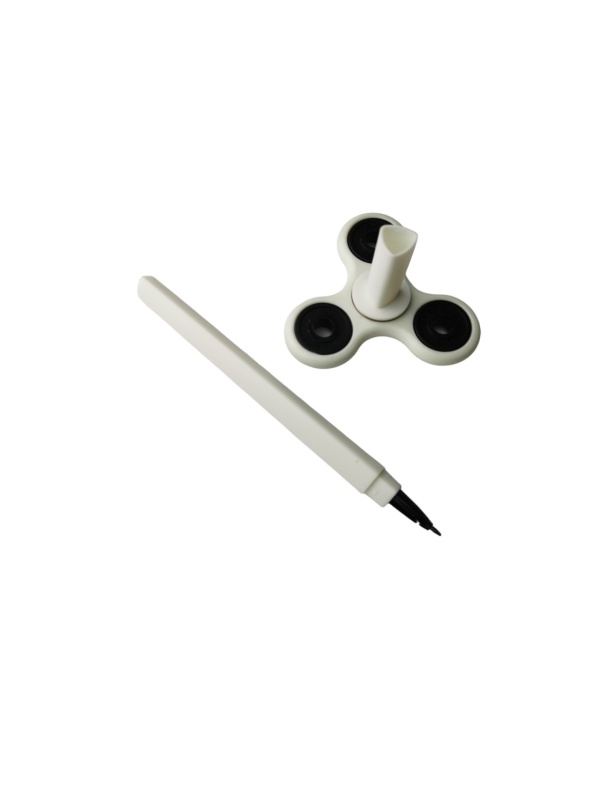 Set 5 bucati, Pix cu suport rotativ tip Spinner, triunghiular, alb
