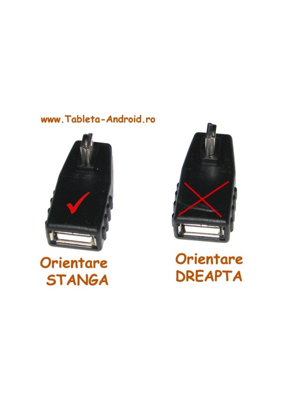 Adaptor OTG Mini USB in unghi de 90 grade cu orientare spre Stanga