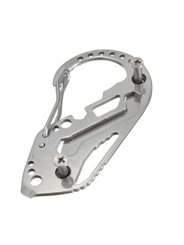 Breloc tip Carabina, Surviver, cu sistem de sustinere pentru 10 chei, Nichelat