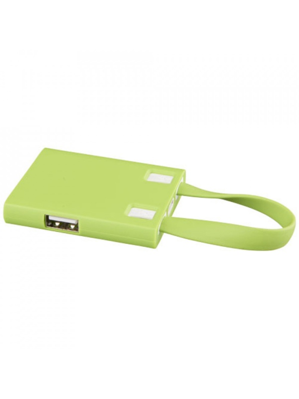 Hub USB 2.0 pentru tableta, 3 porturi USB, cablu cu mufa combo si adaptor Tip C, Verde