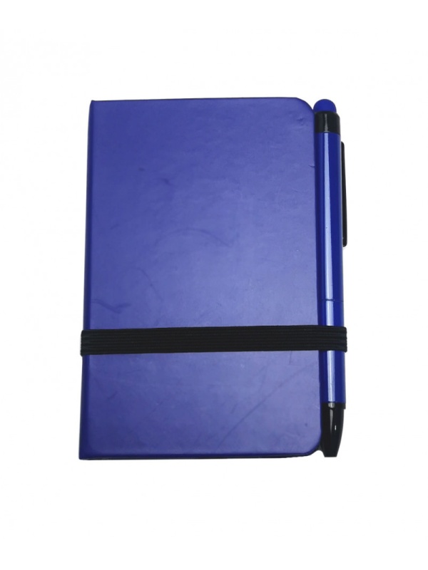 Notebook Pocket, cu pix si stylus pen, 80 pagini albe, A7, 100x64mm, Albastru