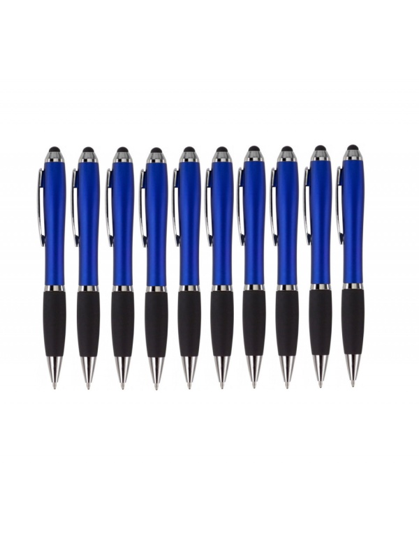 Set 10 buc, Stylus 2 in 1 cu Pix si clema metalica, BeMix, Albastru