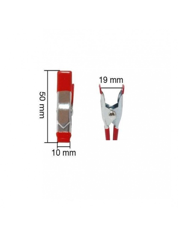 Set 2 bucati, carlige metalice mici, prevazute cu arc puternic, Rosii