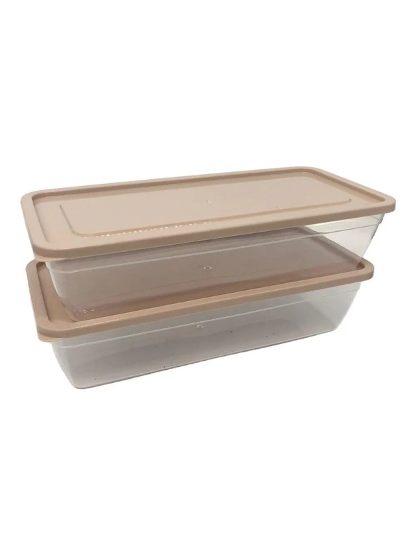 Set 2 cutii alimentare Midi Oganiser, dreptunghiulare, 900 ml, BPA Free, maro