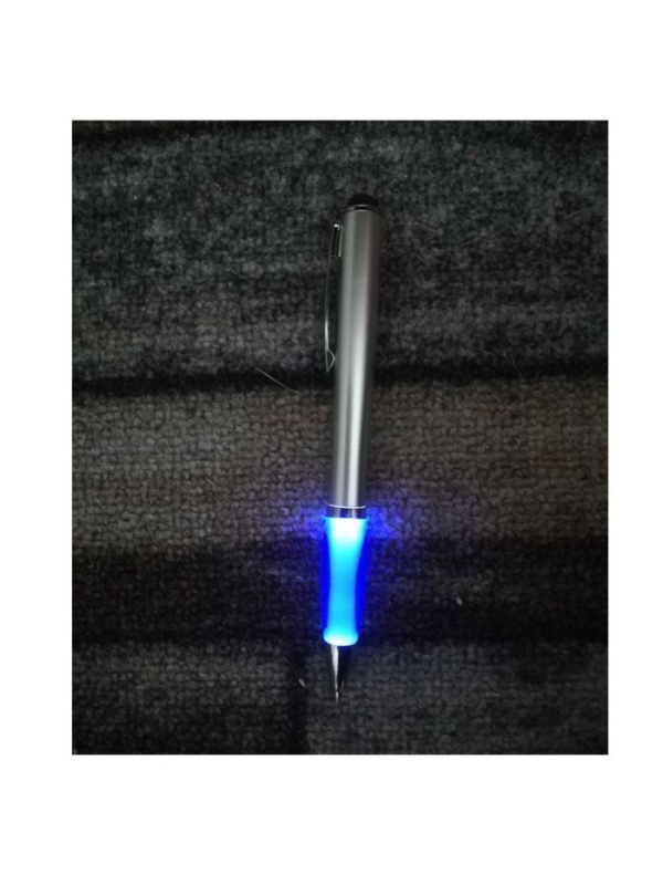Set 5 bucati, Pix mina Neagra, stylus pen, ergonomic, cu lumina Led, Albastru