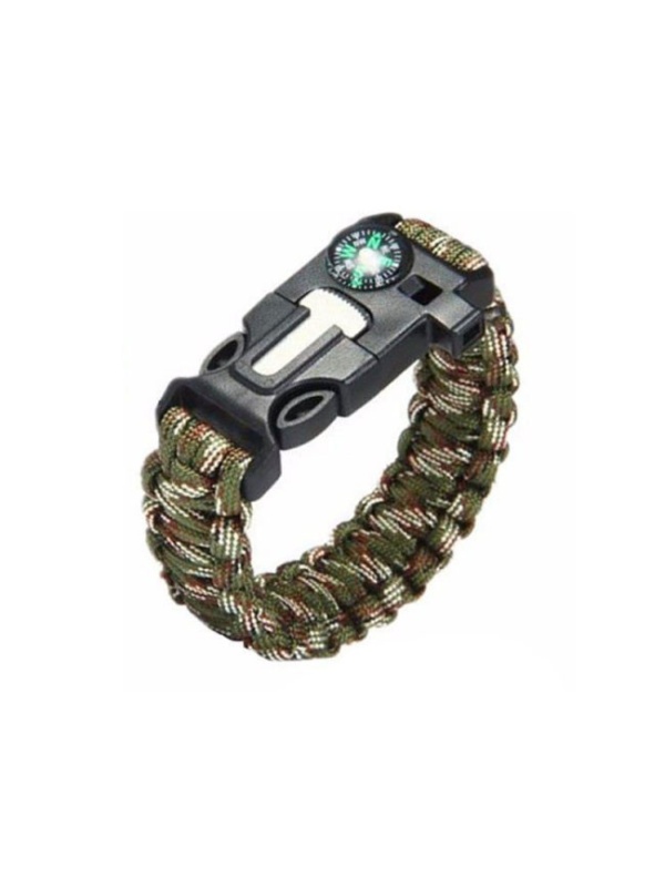 Bratara supravietuire din paracord, 5 in 1, GoldeCase, Kaki