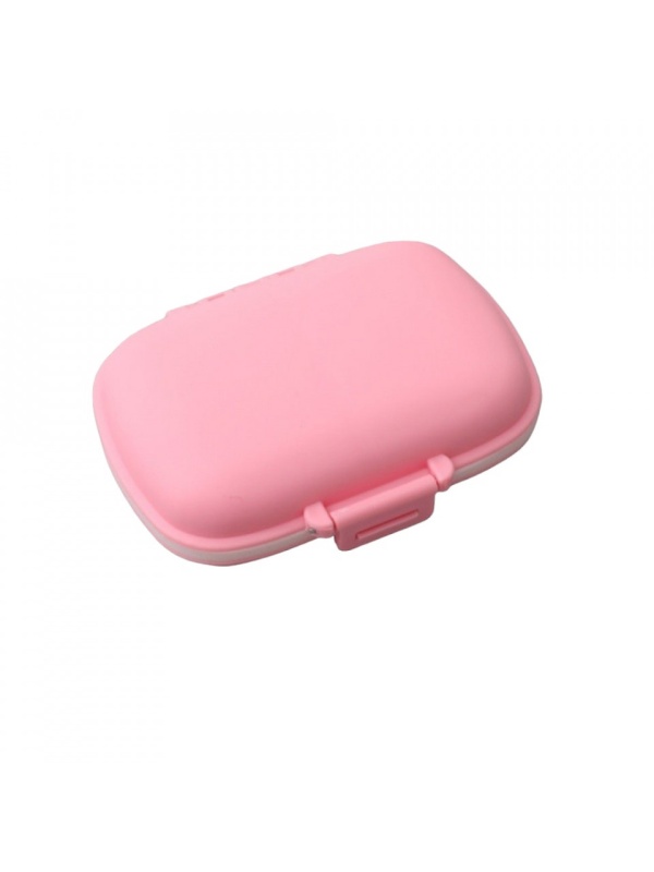 Organizator pentru medicamente cu 8 compartimente, etans, 110x85mm, roz