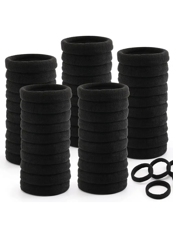 Set 100 bucati, Elastice Mari pentru Par, diametru 4cm, fara cusaturi, Negre