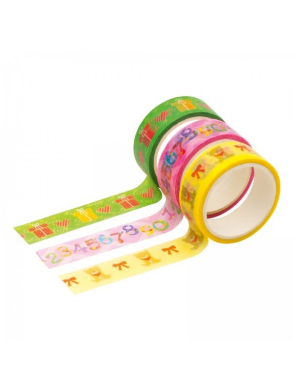Set 3 Role Banda Adeziva Decorativa din hartie, pentru cadouri si decoratiuni, multicolora