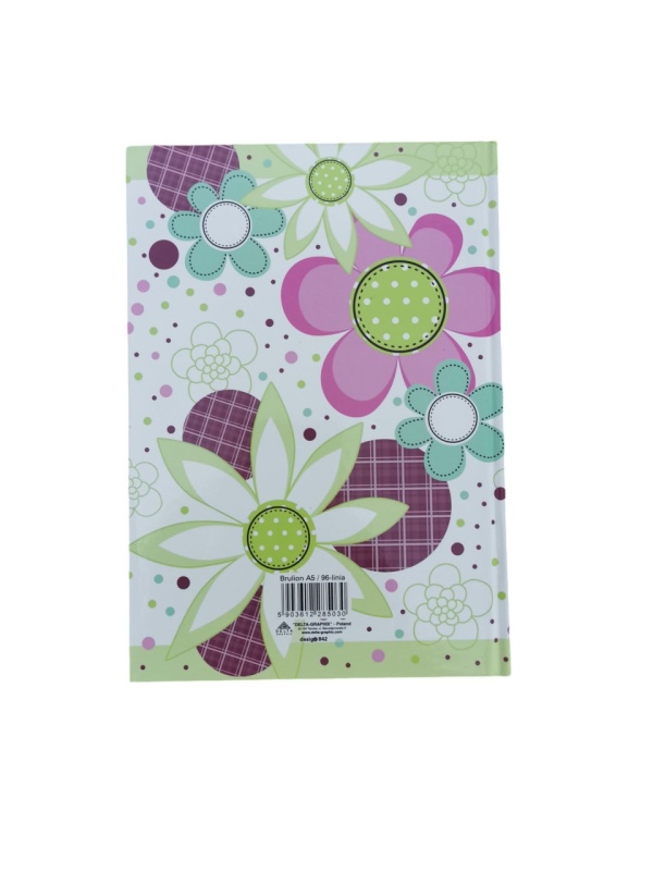 Caiet Block notes, MIXDesign, liniat dictando tip W, A5,96 file, coperti cartonate, model flori, Roz