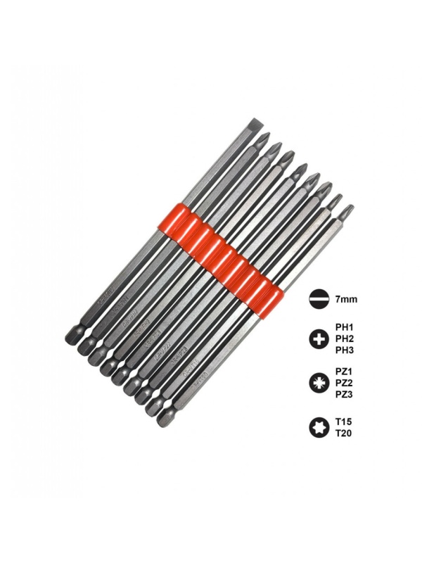 Set 10 piese, Bituri hexagonale extra lungi, cu lungime de 150 mm