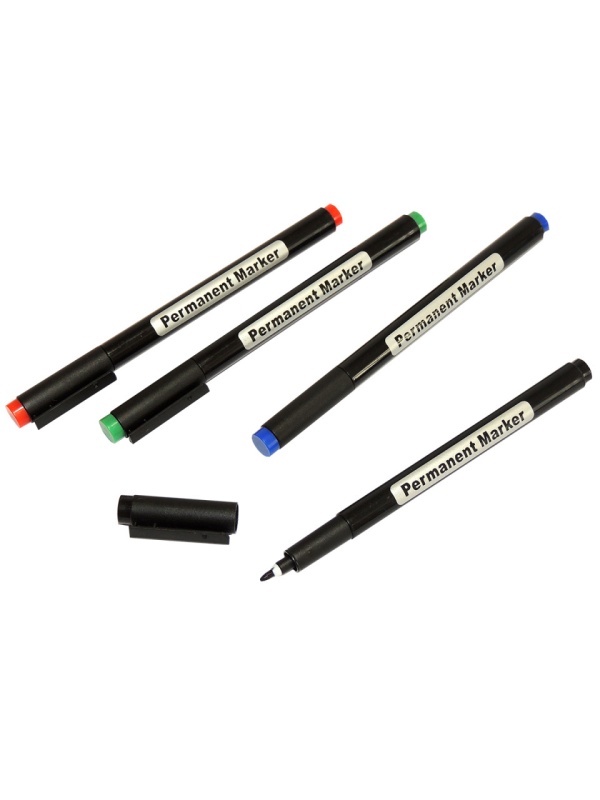 Set 4 bucati, Marker permanent, subtire, varf rotund, 4 culori