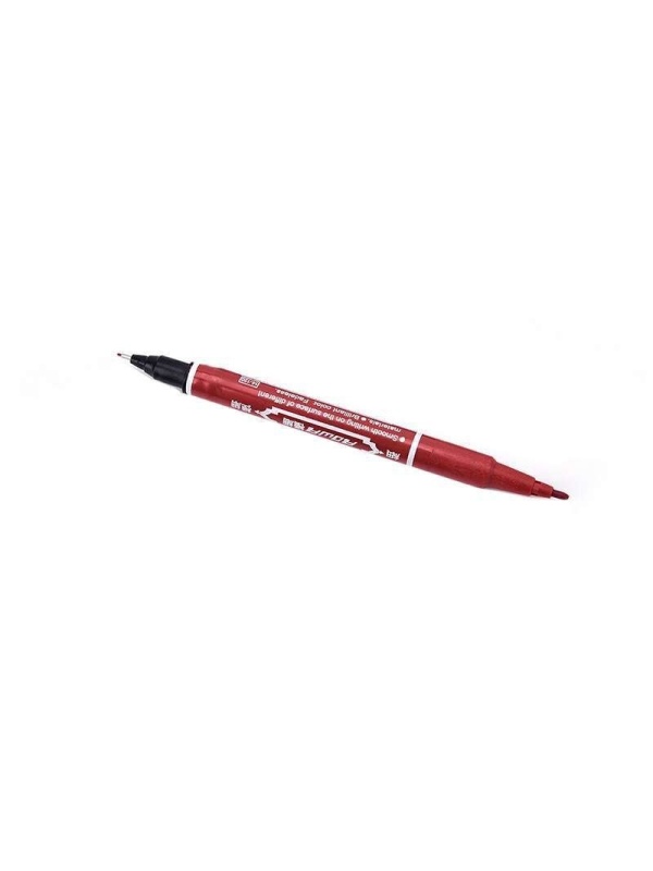 Set 5 bucati, Marker permanent cu doua capete, Marker si Fine Liner 2 in 1, Rosu
