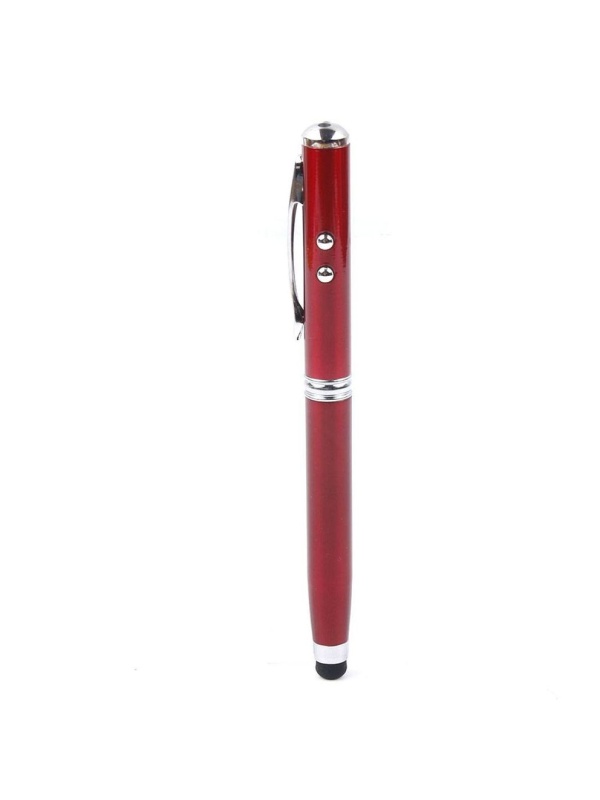 Stylus Pen Visiniu cu laser, lanterna si pix cu pasta neagra.