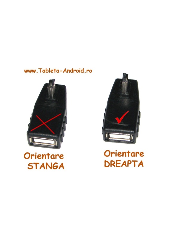 Adaptor OTG Mini USB in unghi de 90 grade cu orientare spre Dreapta