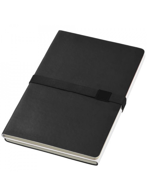 Agenda dubla DoubleDoppio, coperti groase din piele eco, A5, 2x65 file, Alb-Negru