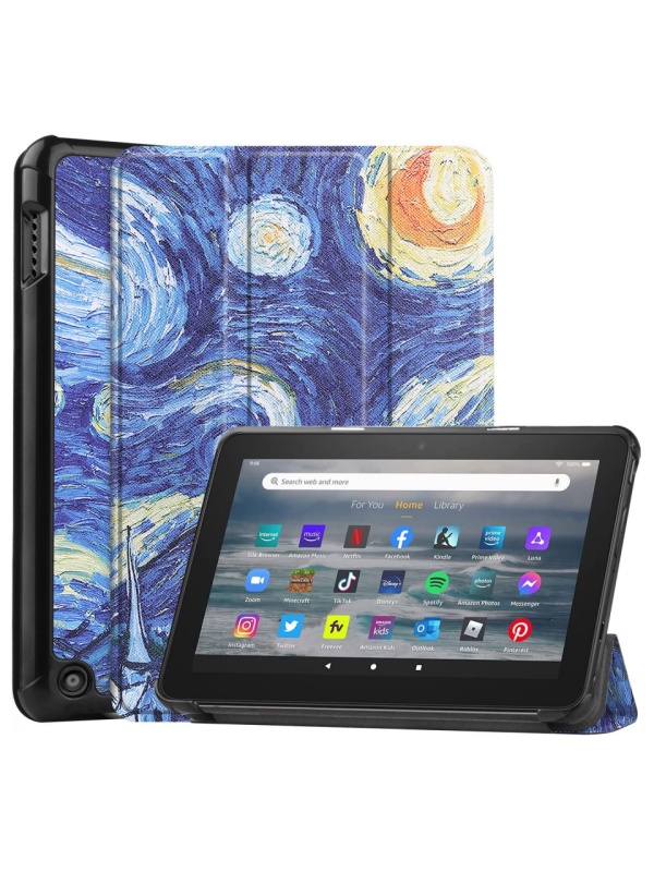 Husa Smart Cover tableta, pentru Amazon Fire 7 gen 12 2022, starry sky, albastru