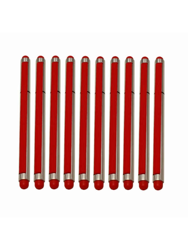 Set 10 buc, Stylus 2 in 1 cu Pix cu capac si elastic, Rosu