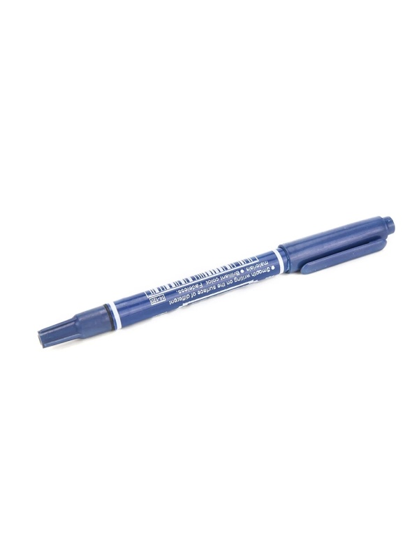 Set 5 bucati, Marker permanent cu doua capete, Marker si Fine Liner 2 in 1, Albastru