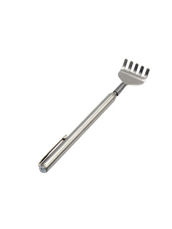 Instrument de scarpinat pentru spate, metalic, telescopic, 15-50 cm, Argintiu