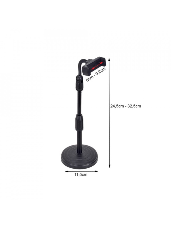 Suport de birou pentru telefon, brat telescopic, unghi reglabil, negru