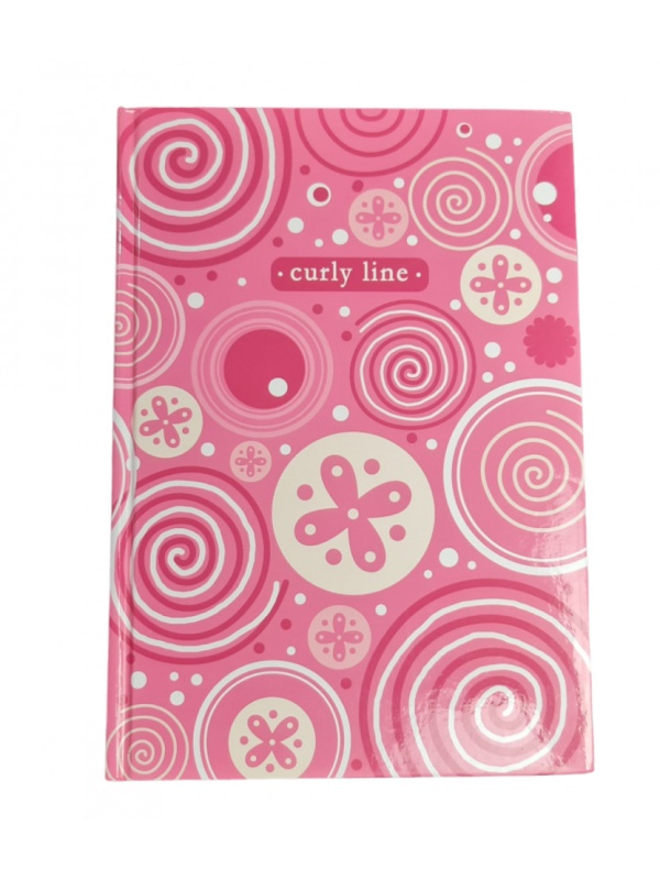 Block notes, MIXDesign, liniat dictando tip W A5 96 file, coperti cartonate, model Cercuri, Roz