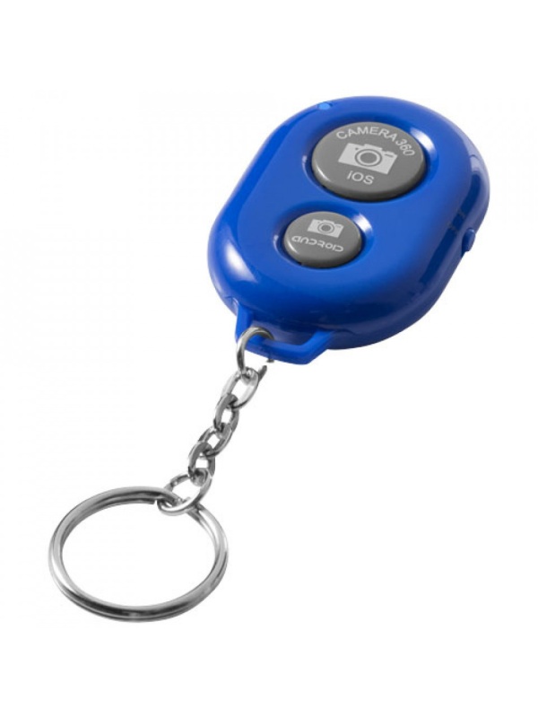 Telecomanda cu bluetooth, tip breloc, selfie, Android si IOS, albastra