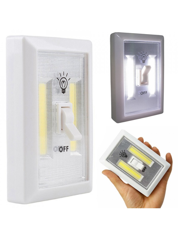 Lampa cu baterii si intrerupator, leduri COB, retro, alba
