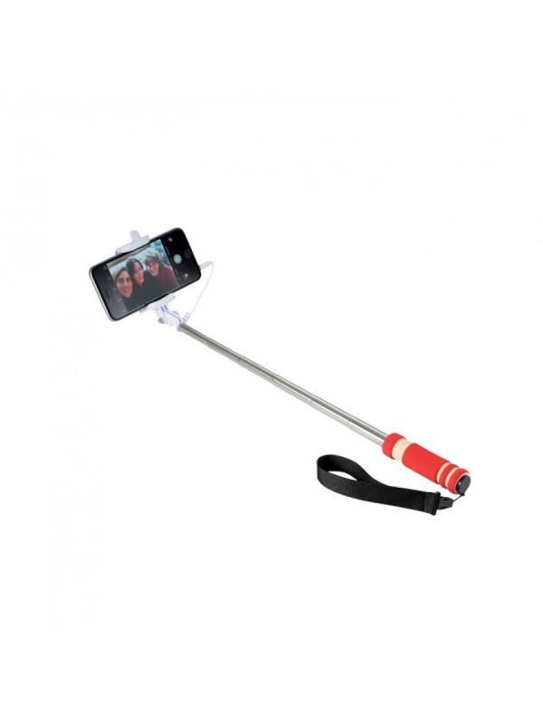 Mini selfie stick, Pocket Edition, pentru telefoane mobile, 50cm, Rosu