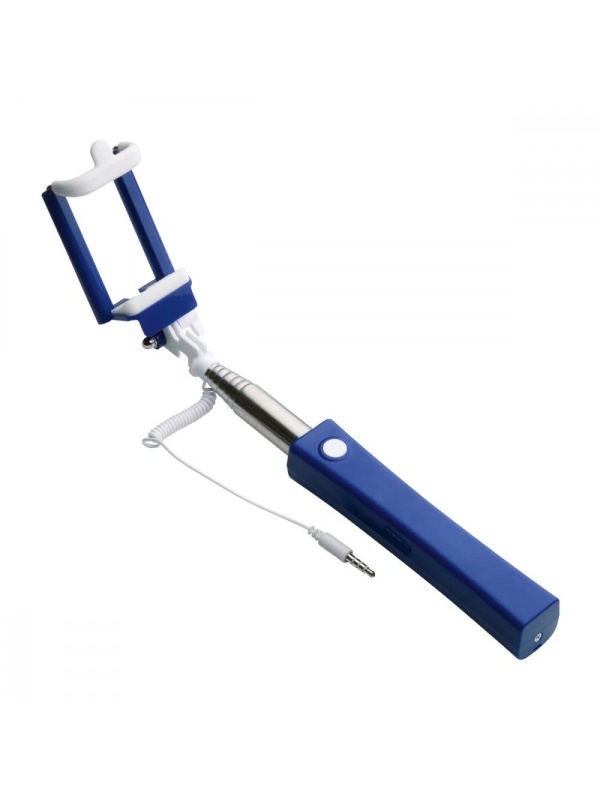 Selfie Stick clasic cu buton incorporat, 117 cm extins, Albastru