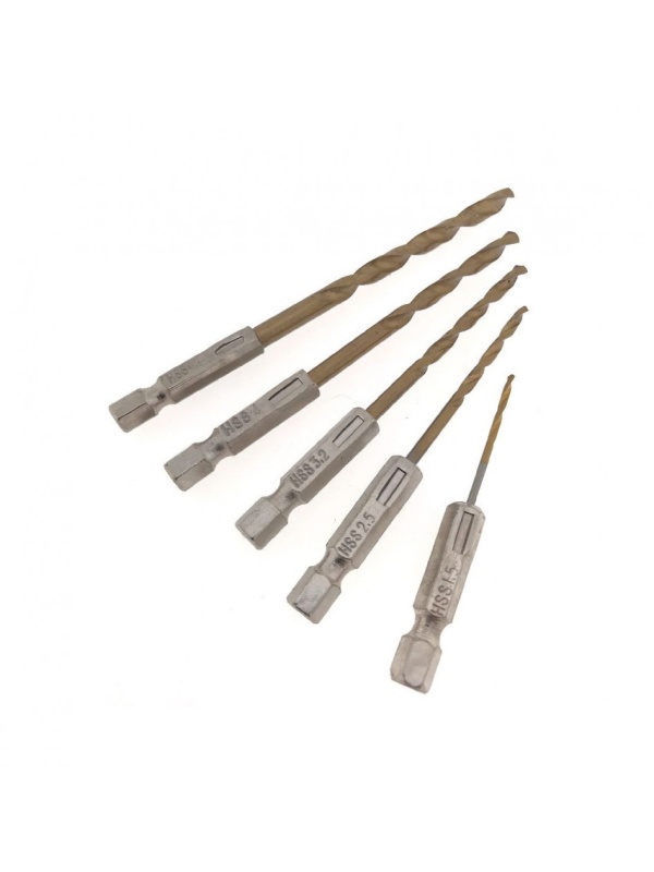 Set 5 piese, Burghie cu prindere hexagon, pentru metal