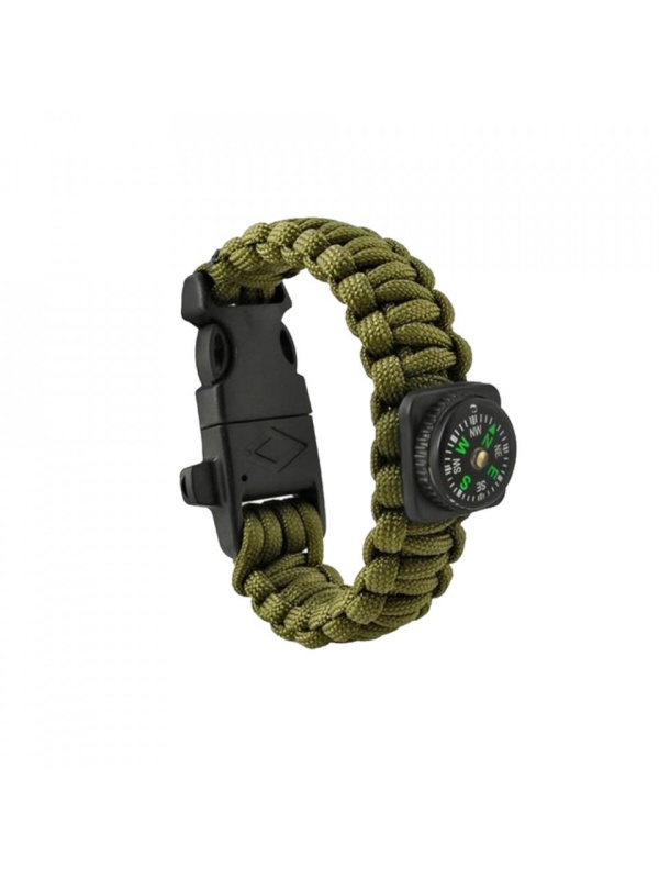 Bratara supravietuire din paracord cu patru unelte, GoldenCase, Verde