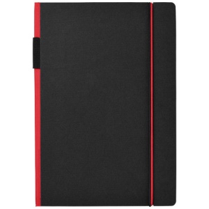 Agenda A5 JournalBooks, inchidere cu elastic, suport pix, 80 file, dictando, Rosu