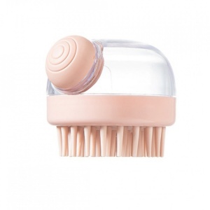 Dispozitiv masaj pentru scalp cu dispenser pentru ulei si masca pentru par de culoare roz